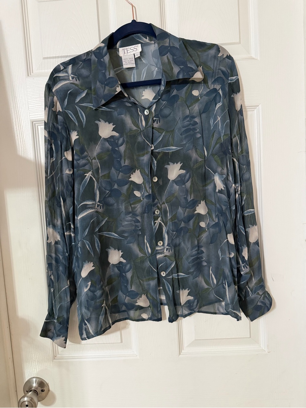 Tess Blue Floral Button-Down Shirt